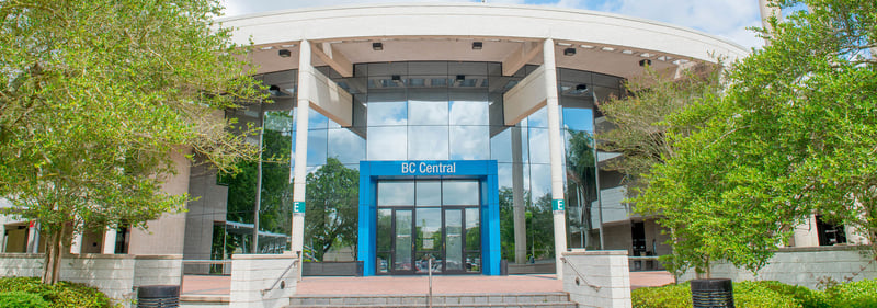 Main entrance building of the Brazosport College campus