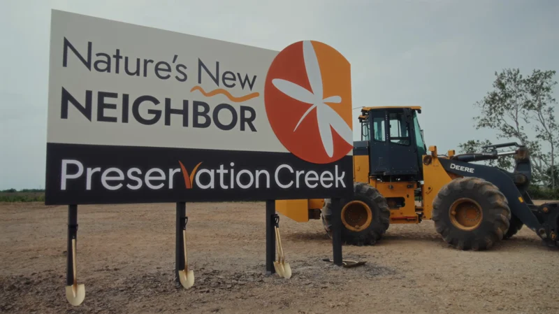 Video thumbnail: the Nature's New Neighbor site sign at the Preservation Creek construction site